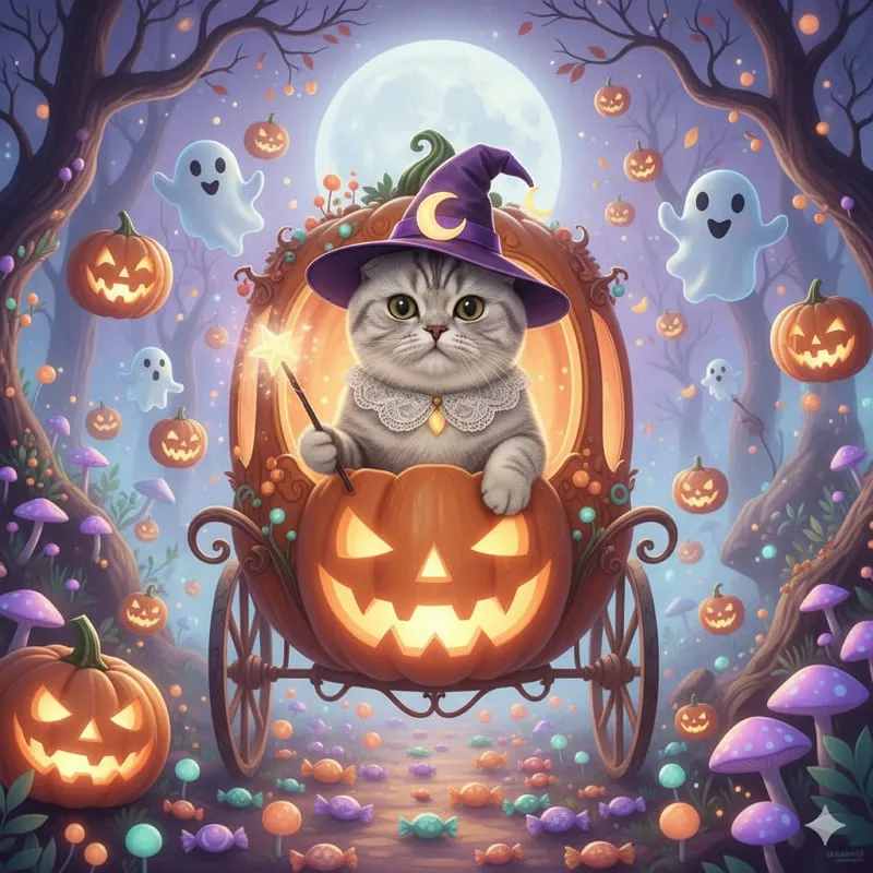 generate halloween illustration of your pet