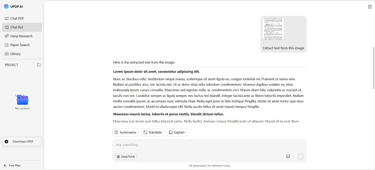 extract text from image updf