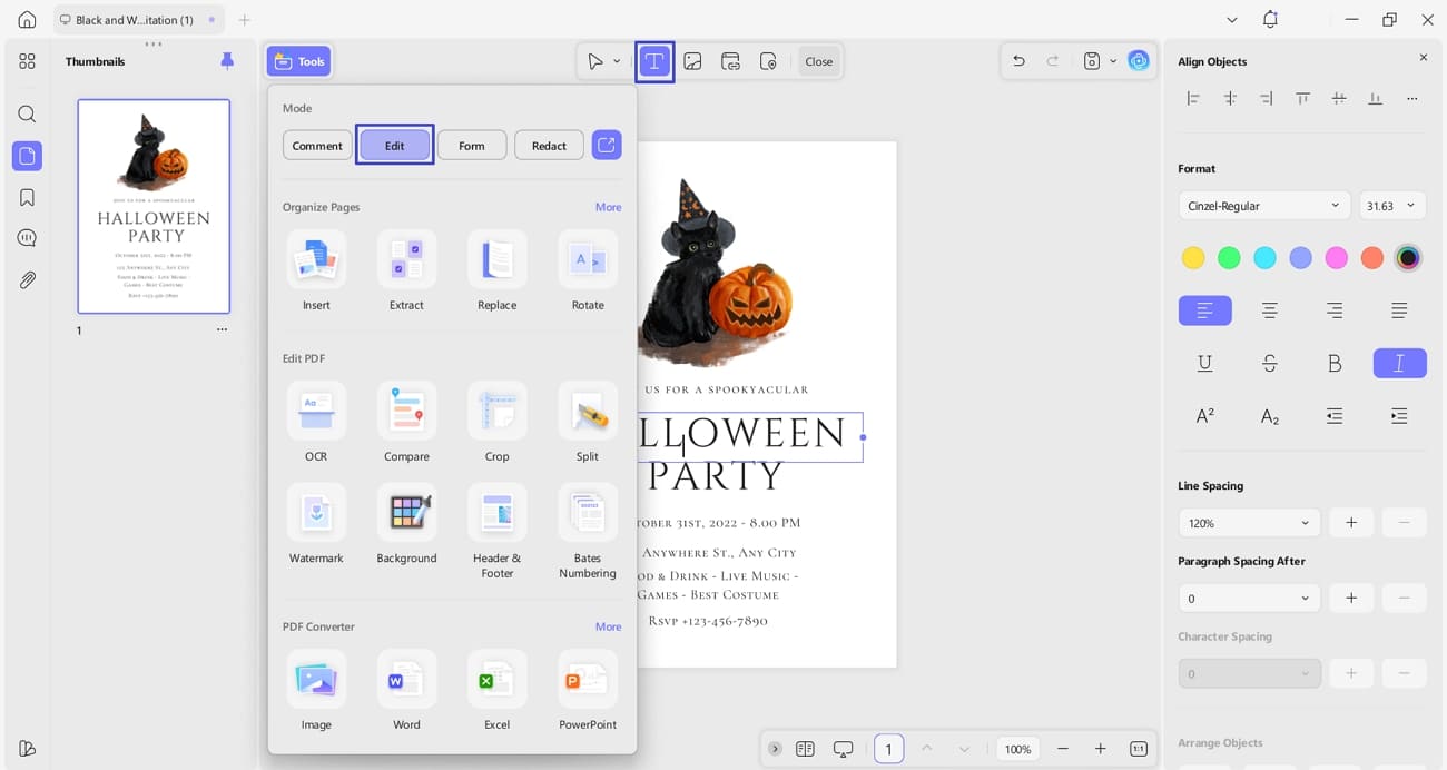 edit text on halloween invitation pdf