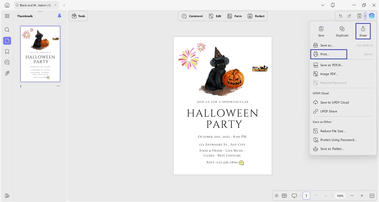 share invitation pdf via updf
