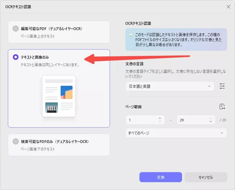 テキストと画像のみ