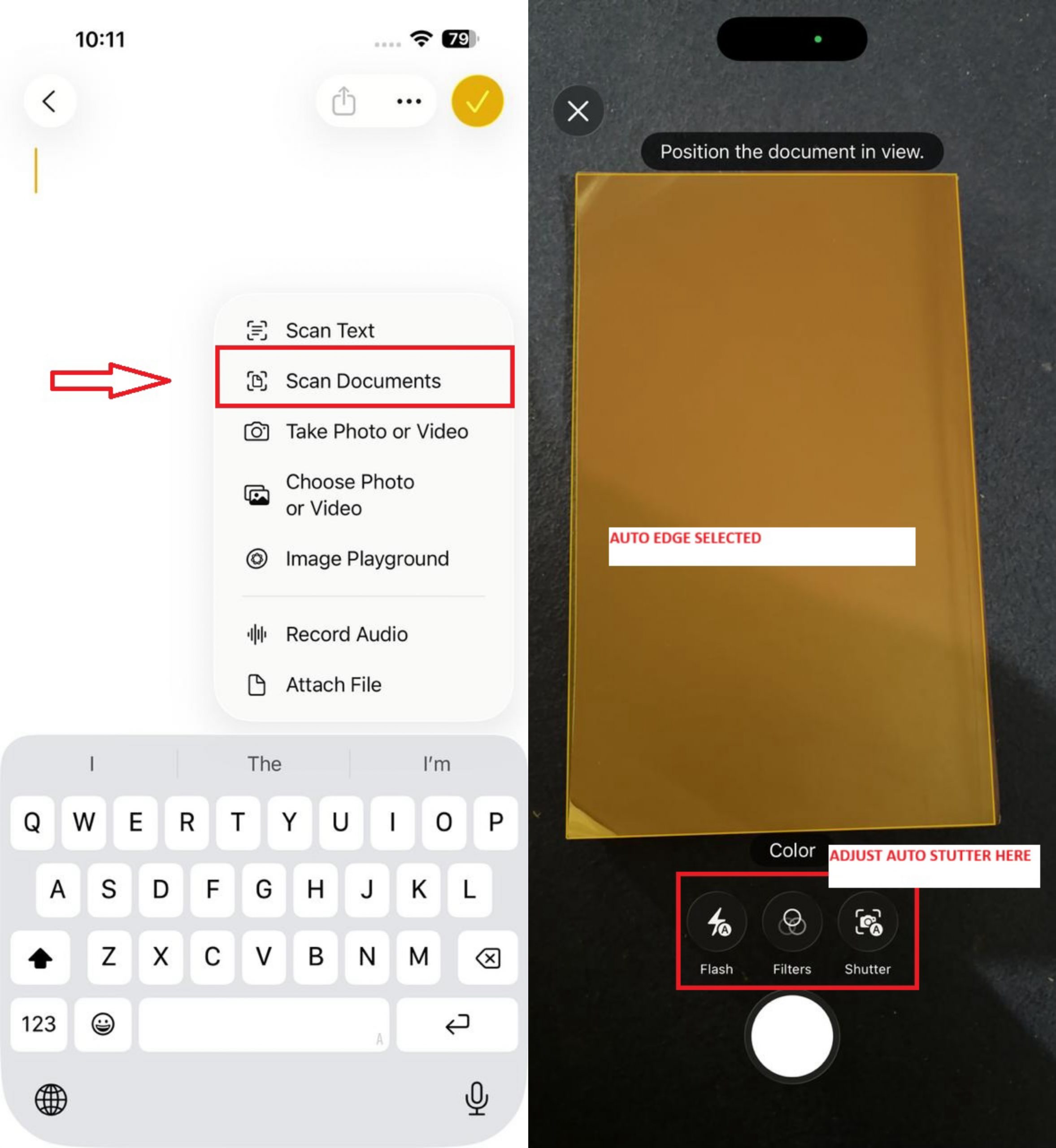how to scan a document in iphone notes