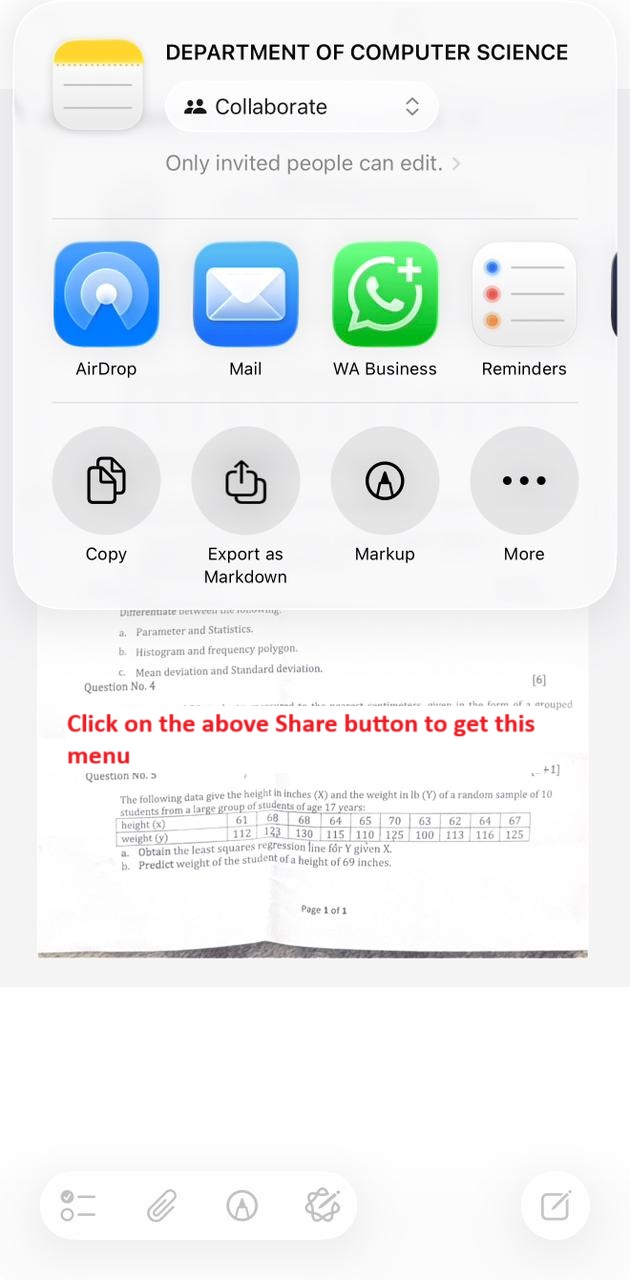 how to send scanned documents from iphone notes