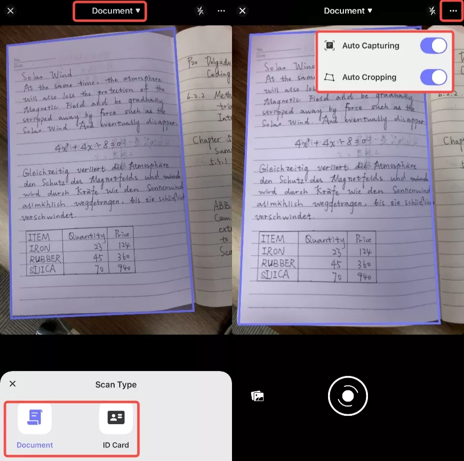 choose scan type