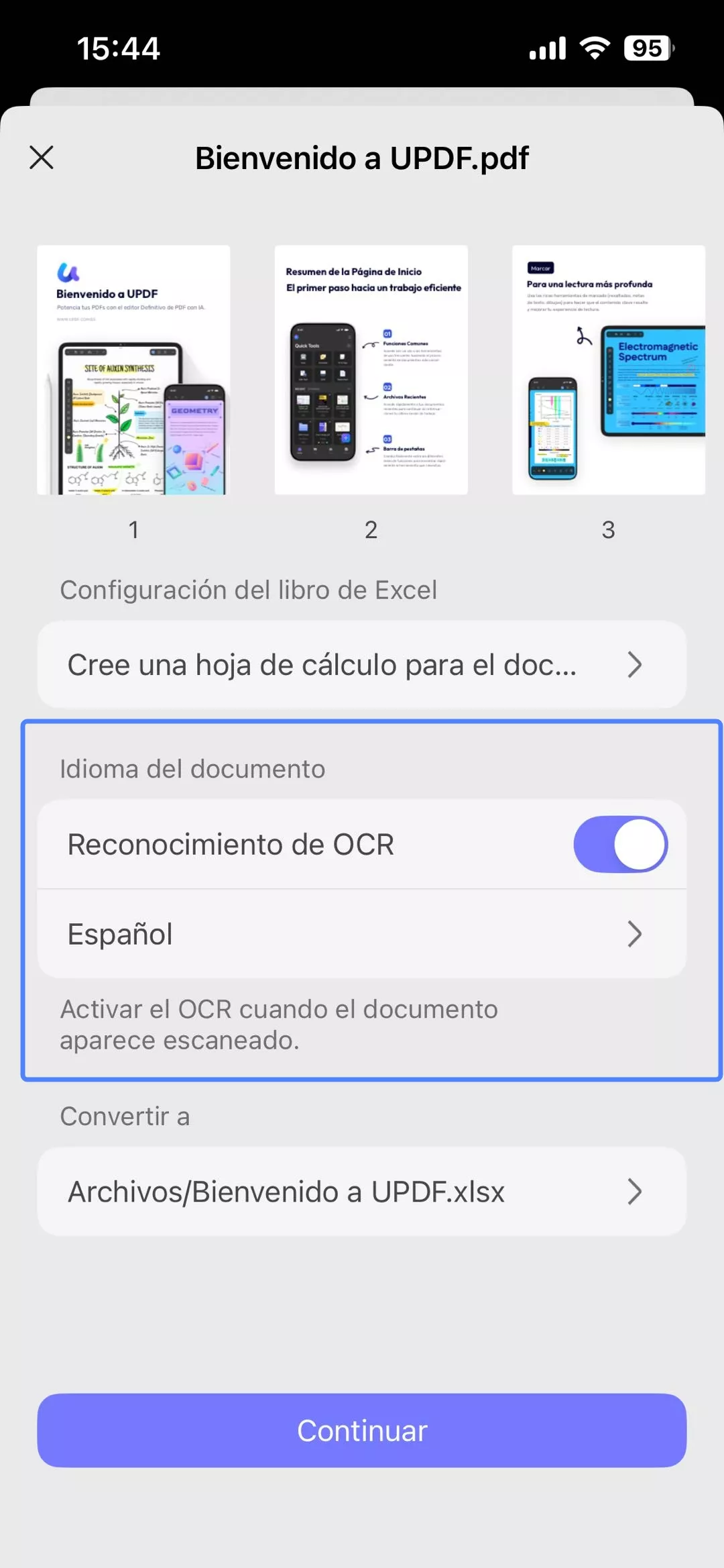 idioma del documento
