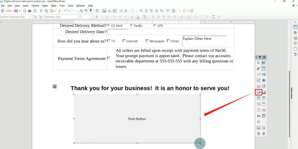 PDF 表單文件添加按鈕