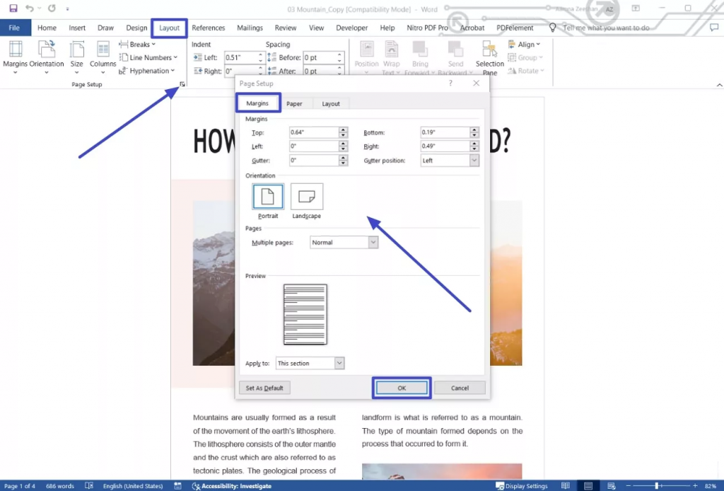 在 Word 中旋轉頁面
