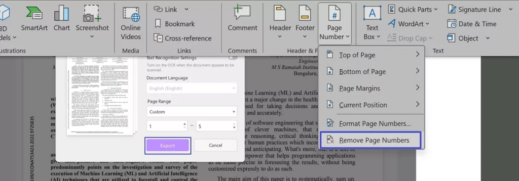 在 Word 中移除頁碼
