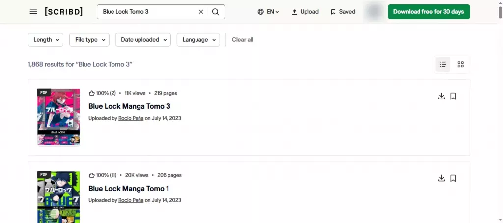 Scribd 下載漫畫 PDF