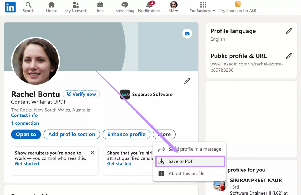 下載 LinkedIn 個人檔案