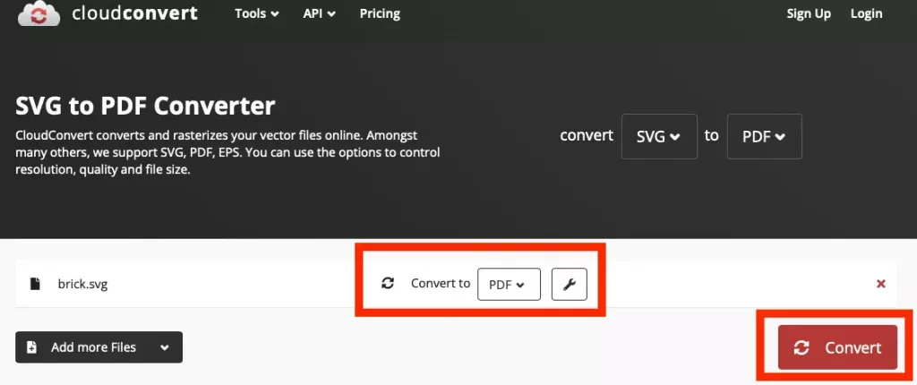 CloudConvert 將 SVG 轉換為 PDF