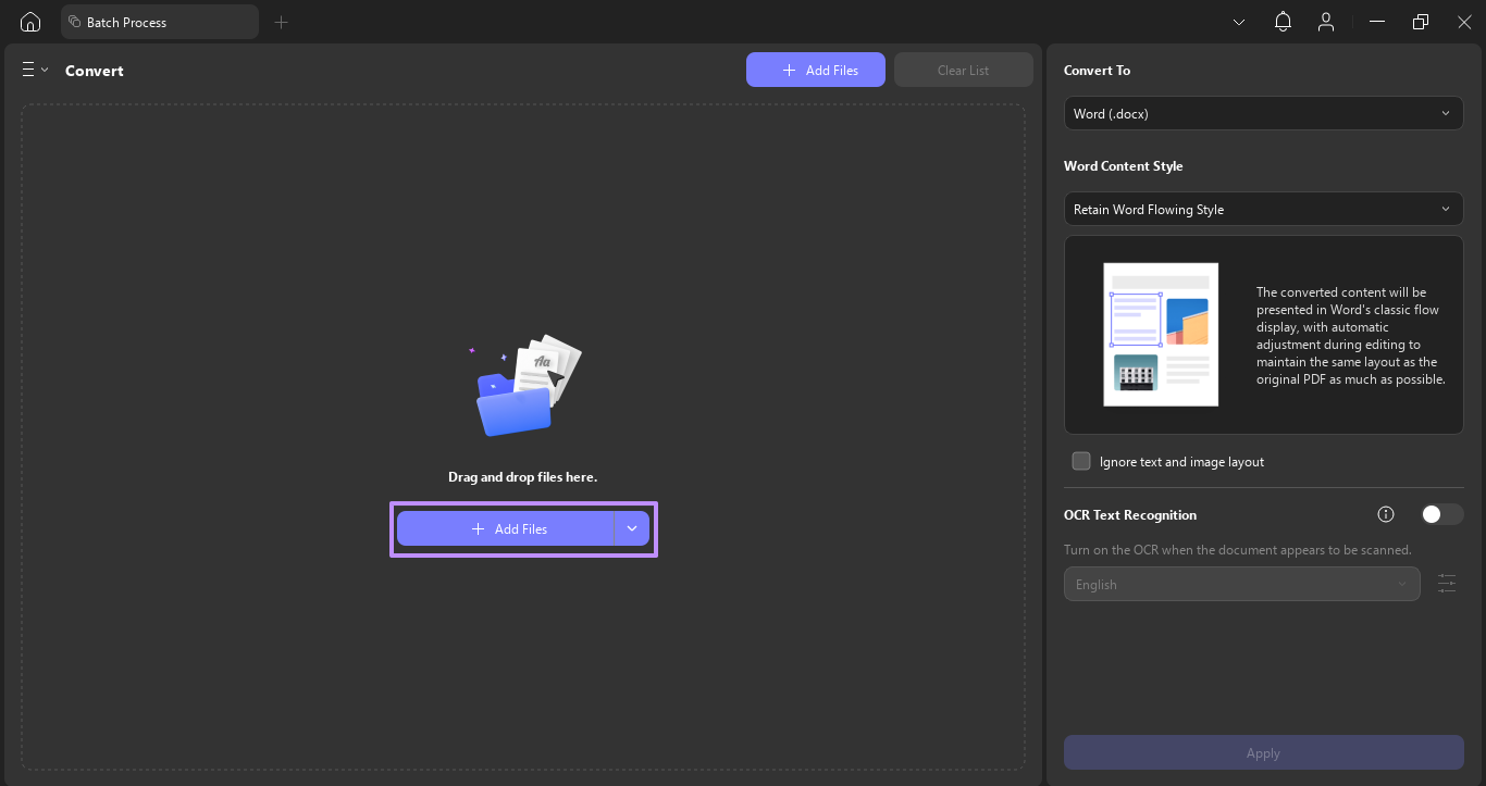 import pdf file for conversion updf windows