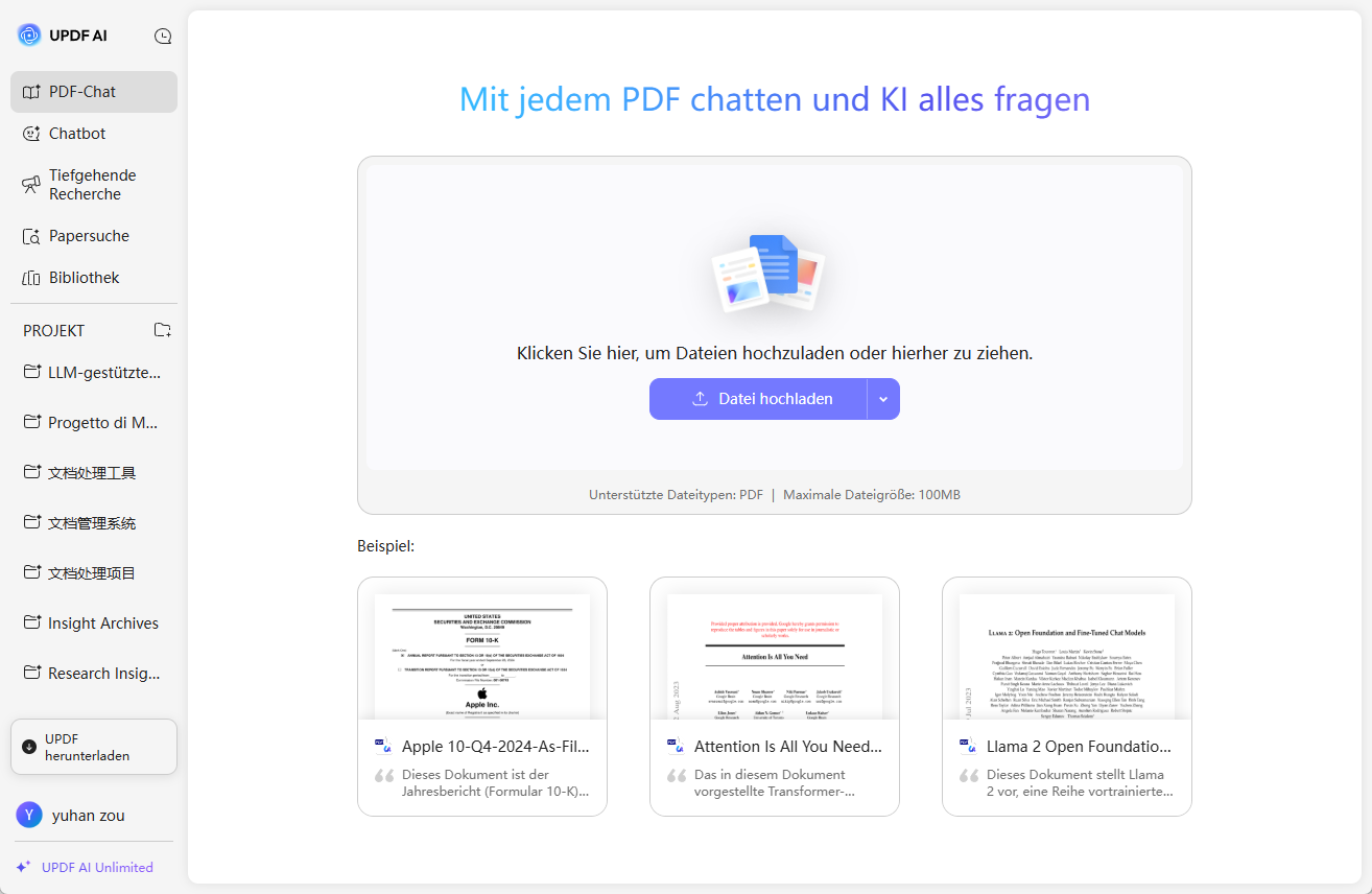 PDF verwalten updf ai online
