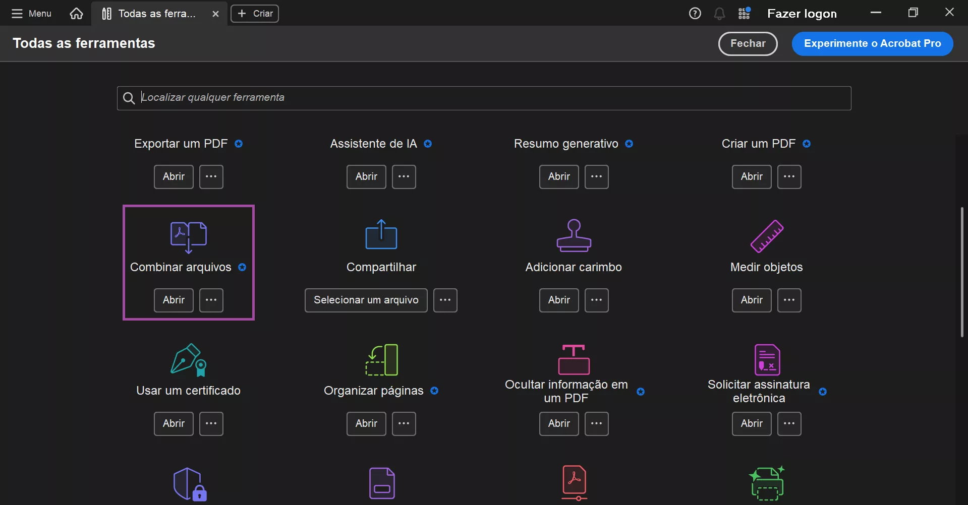 combinar arquivos no adobe acrobat