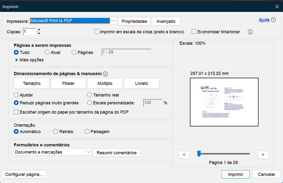 selecione microsoft print to pdf e clique em imprimir no adobe acrobat