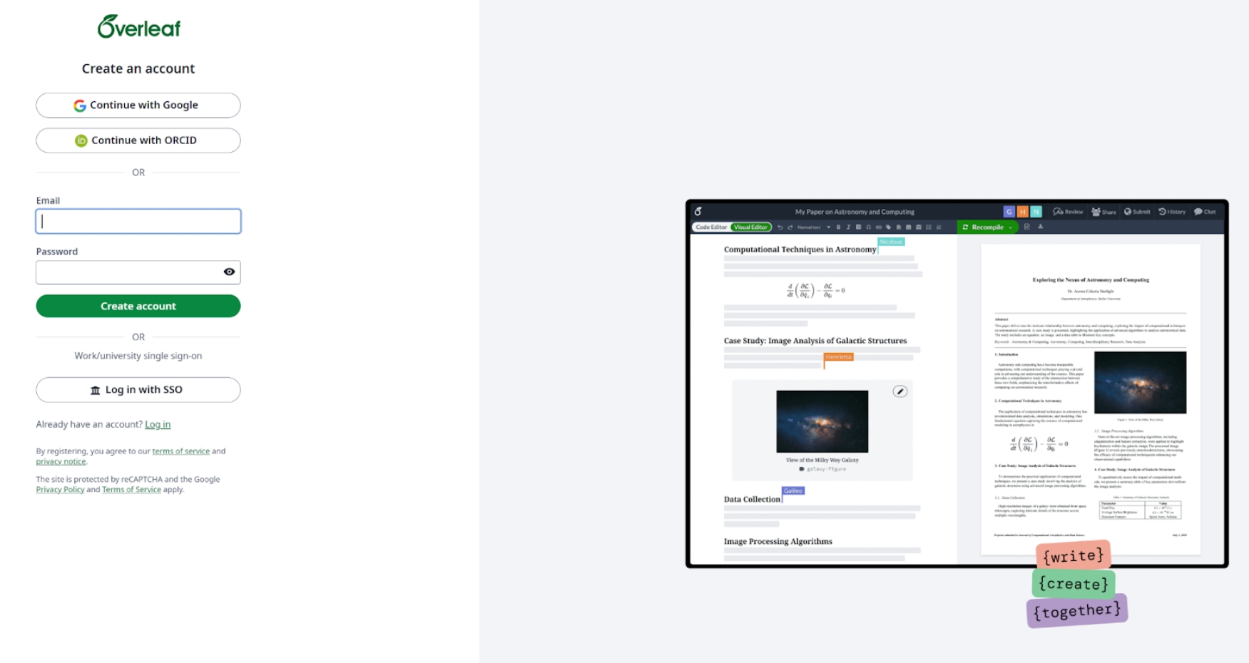 overleaf 회원 가입