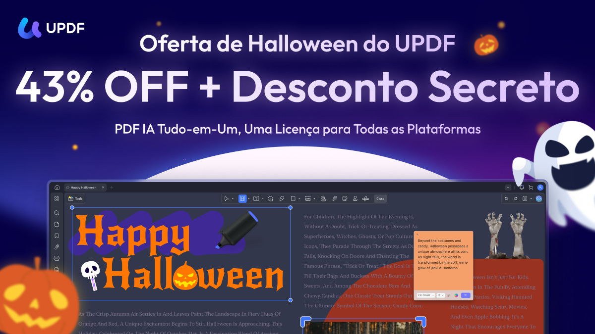 oferta de halloween do updf e palavras cruzadas de halloween 