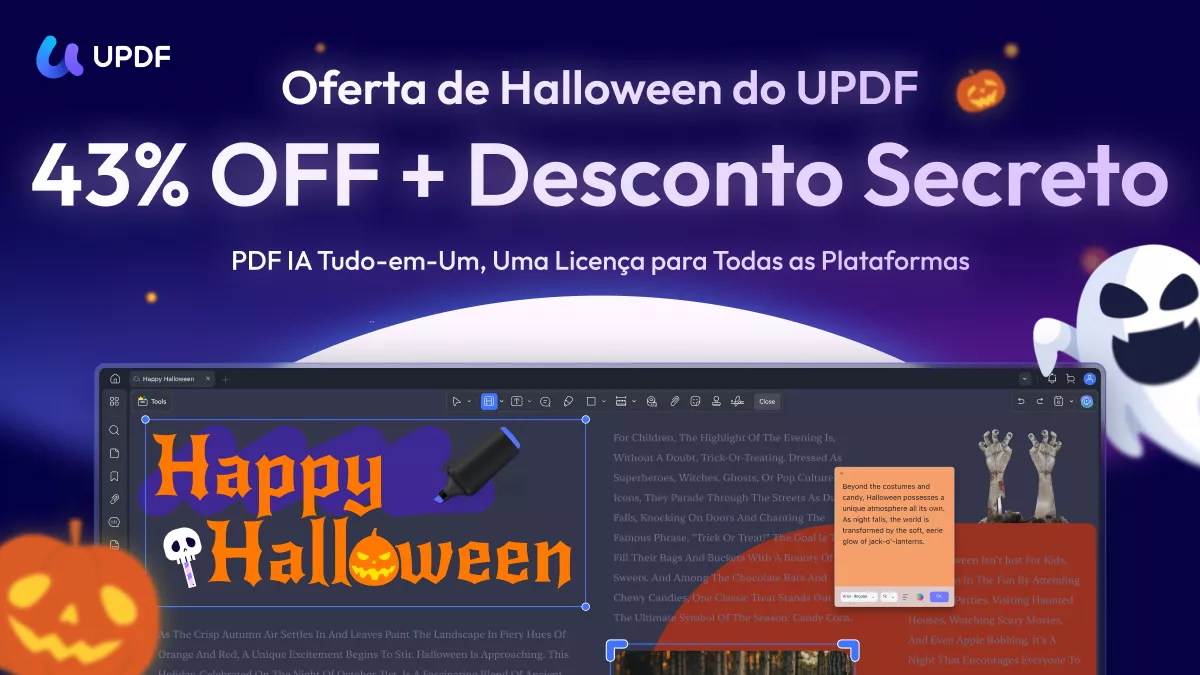 oferta de halloween do updf e palavras cruzadas de halloween