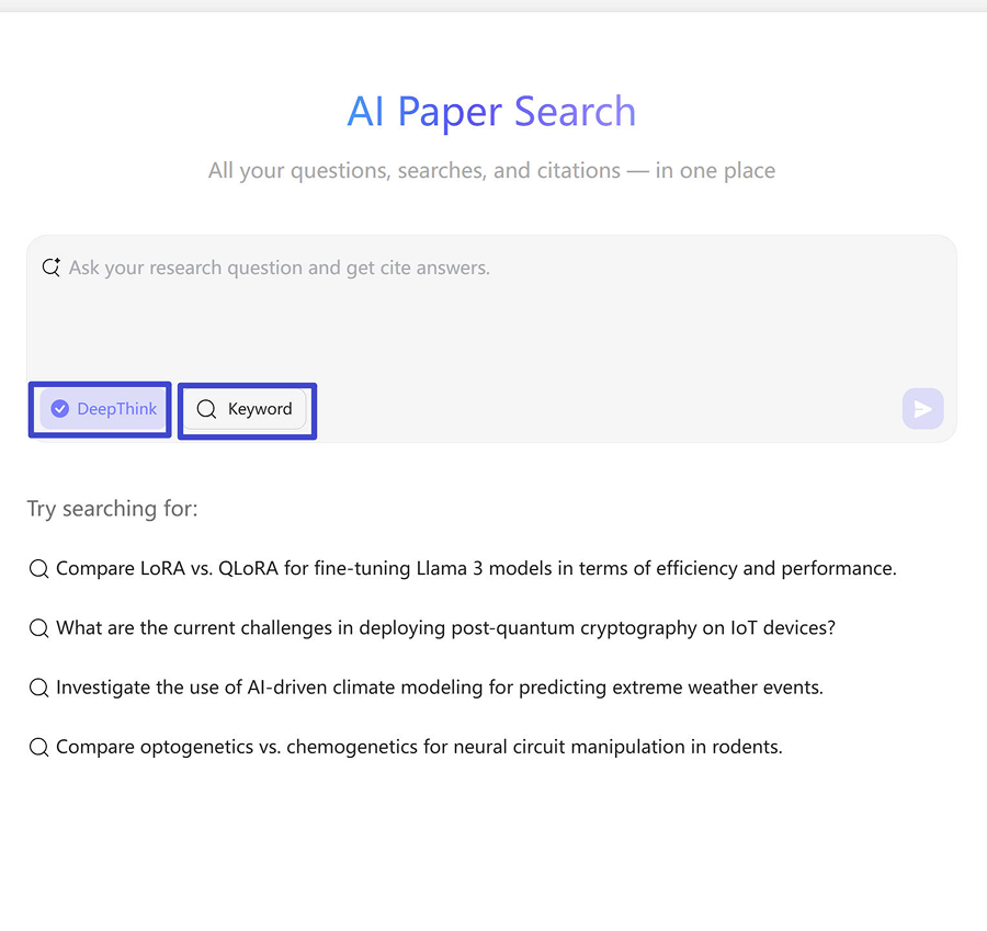 UPDF AI's paper search feature
