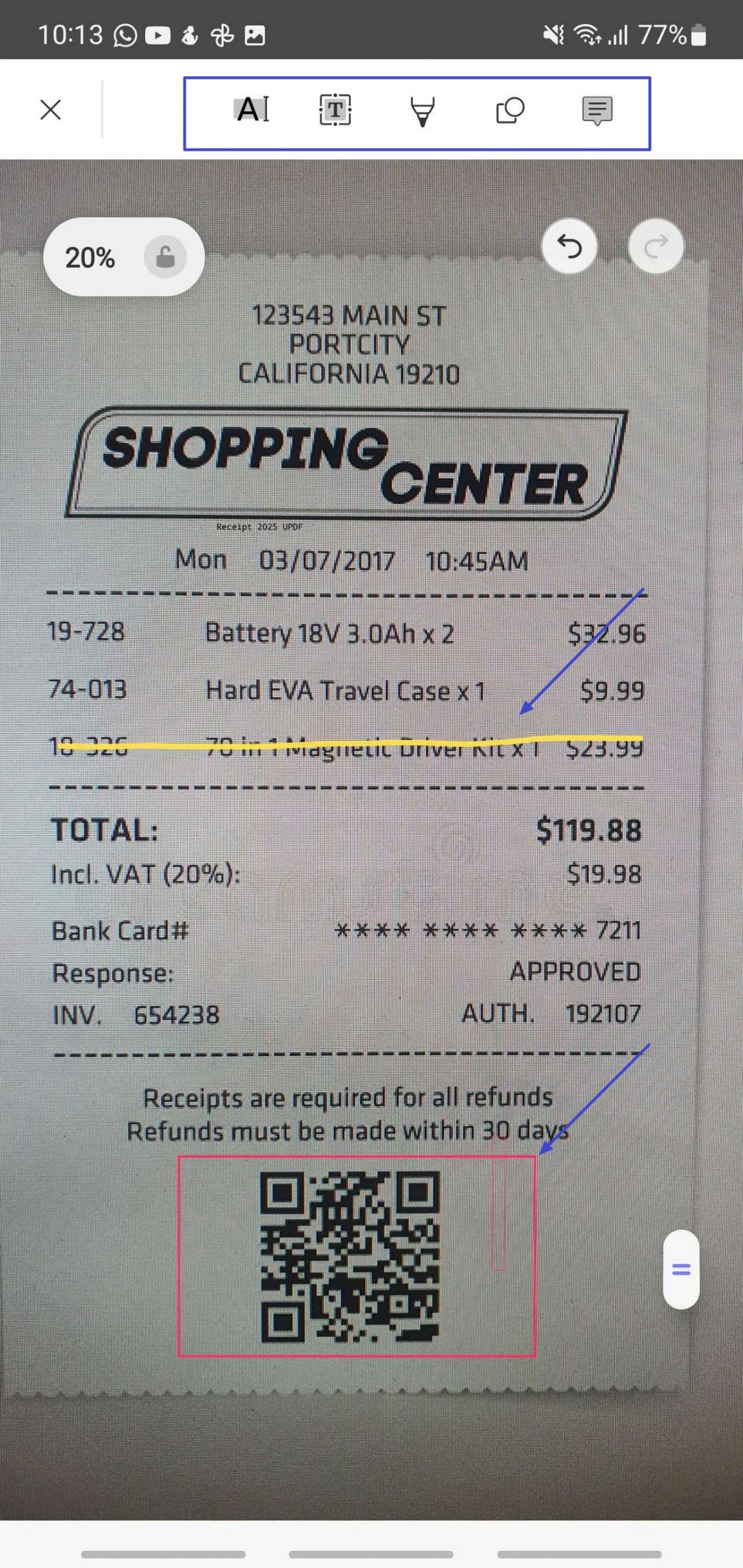 annotate documents on updf mobile