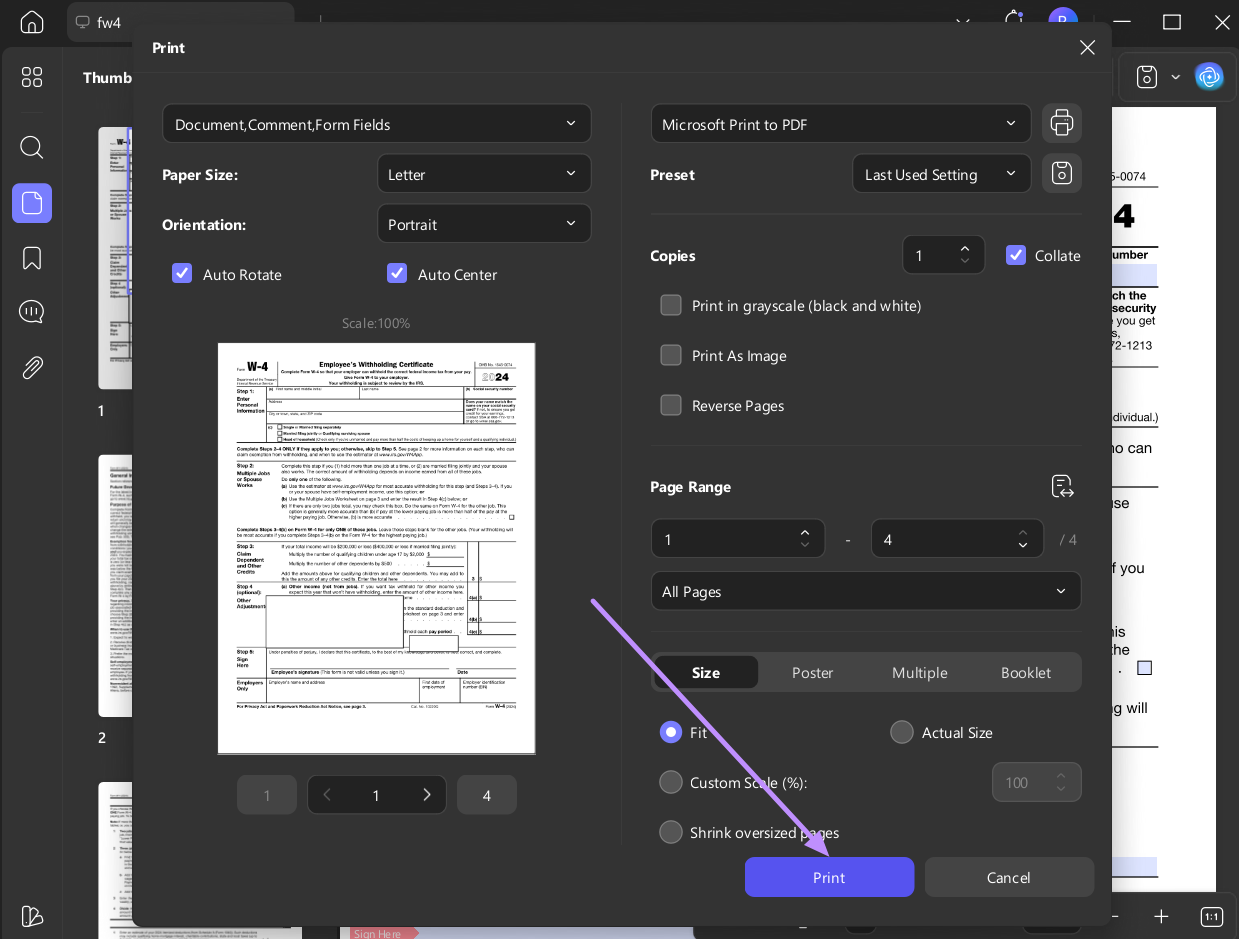 print pdf in updf windows