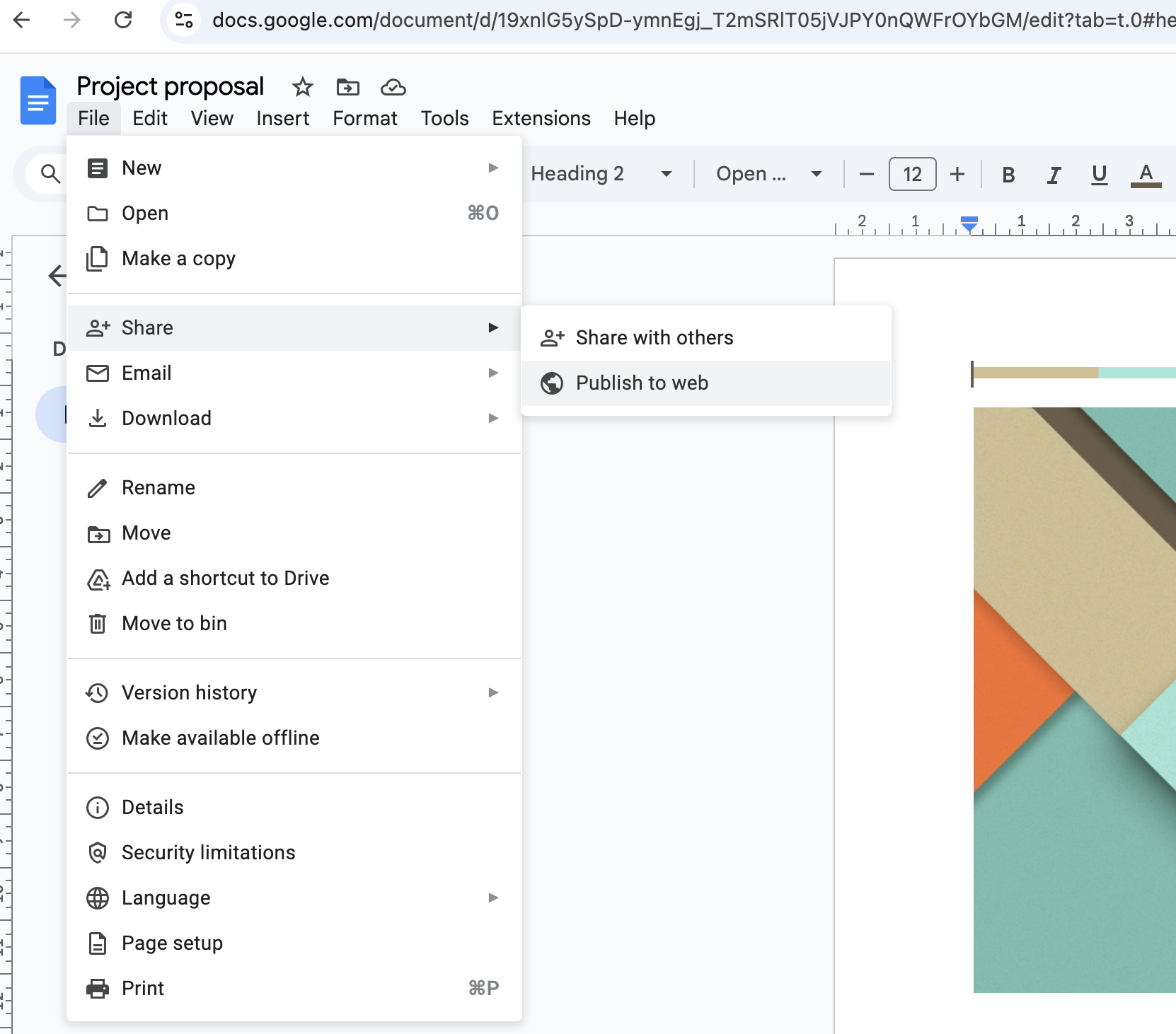 publish to web in google docs