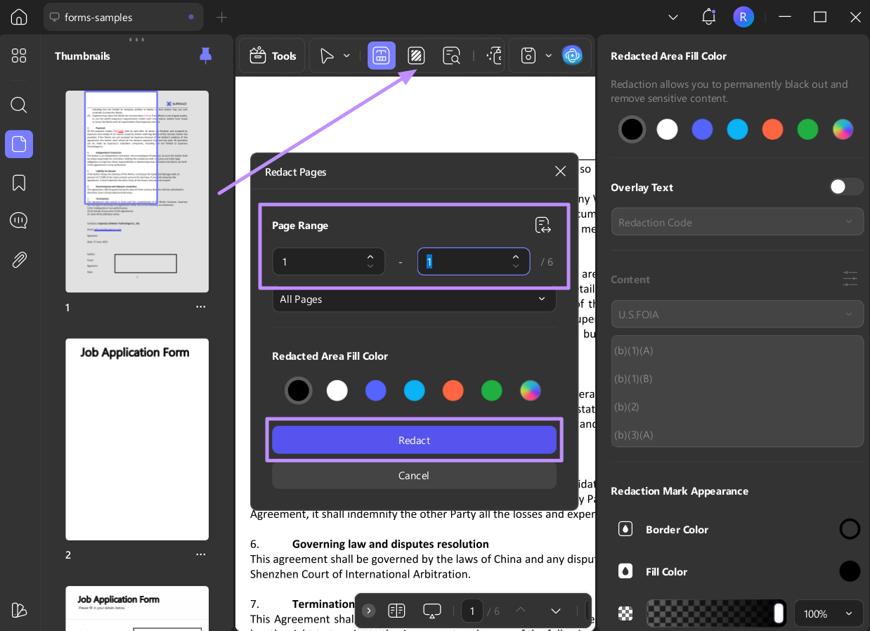 redact pages in pdf windows