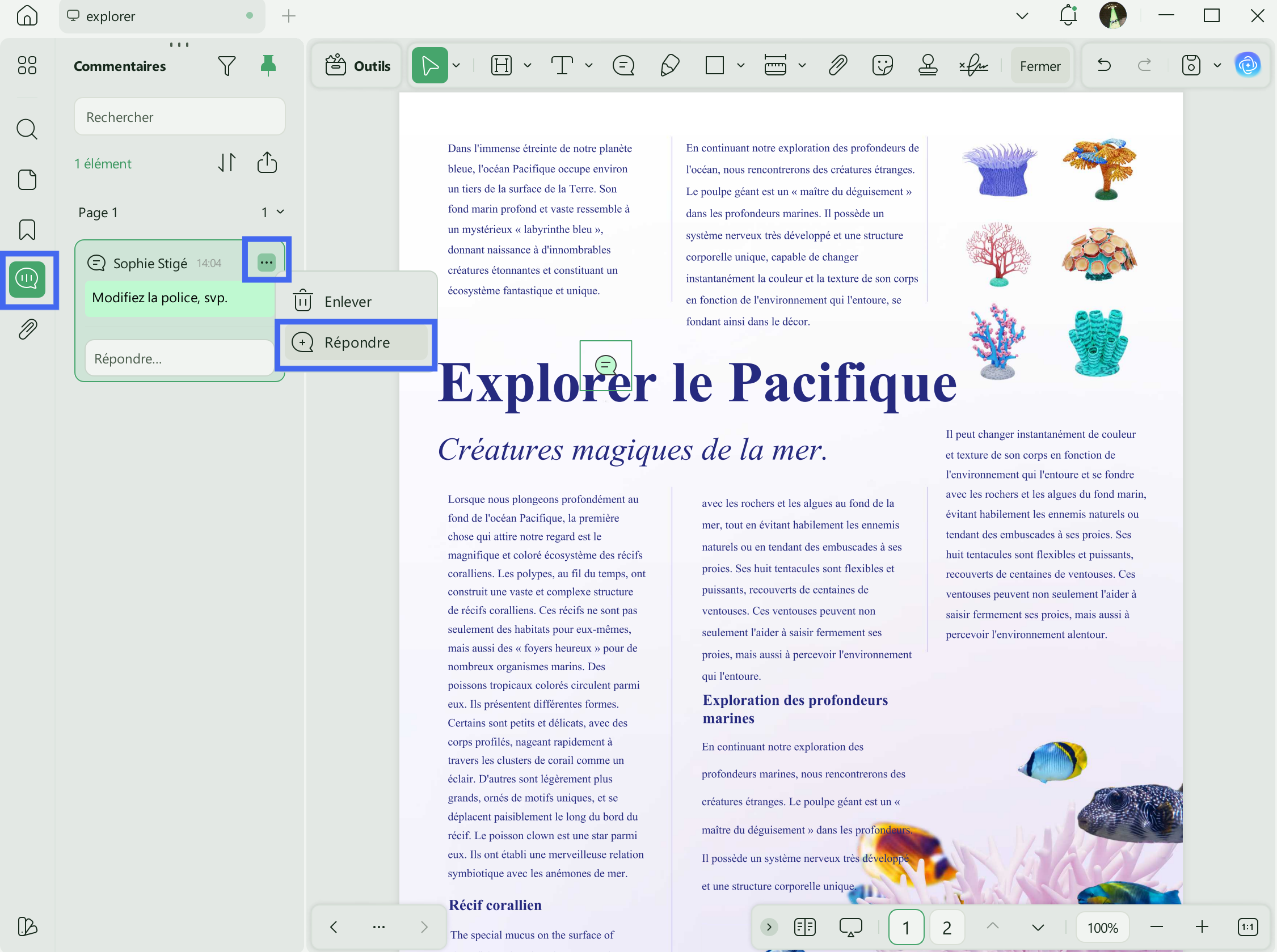 répondre à un commentaire