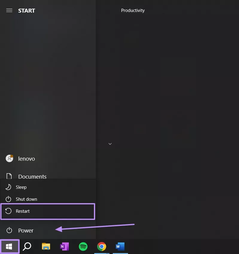 restart your operating system windows