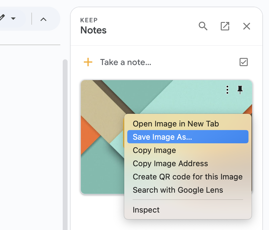 sabe the image as google docs