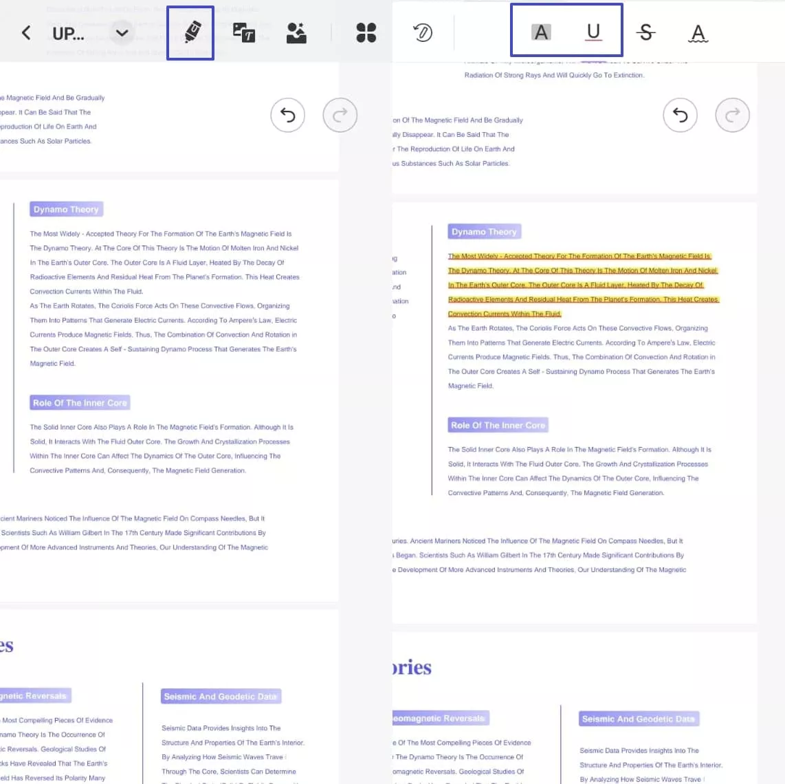 annotate and mark pdf text areas