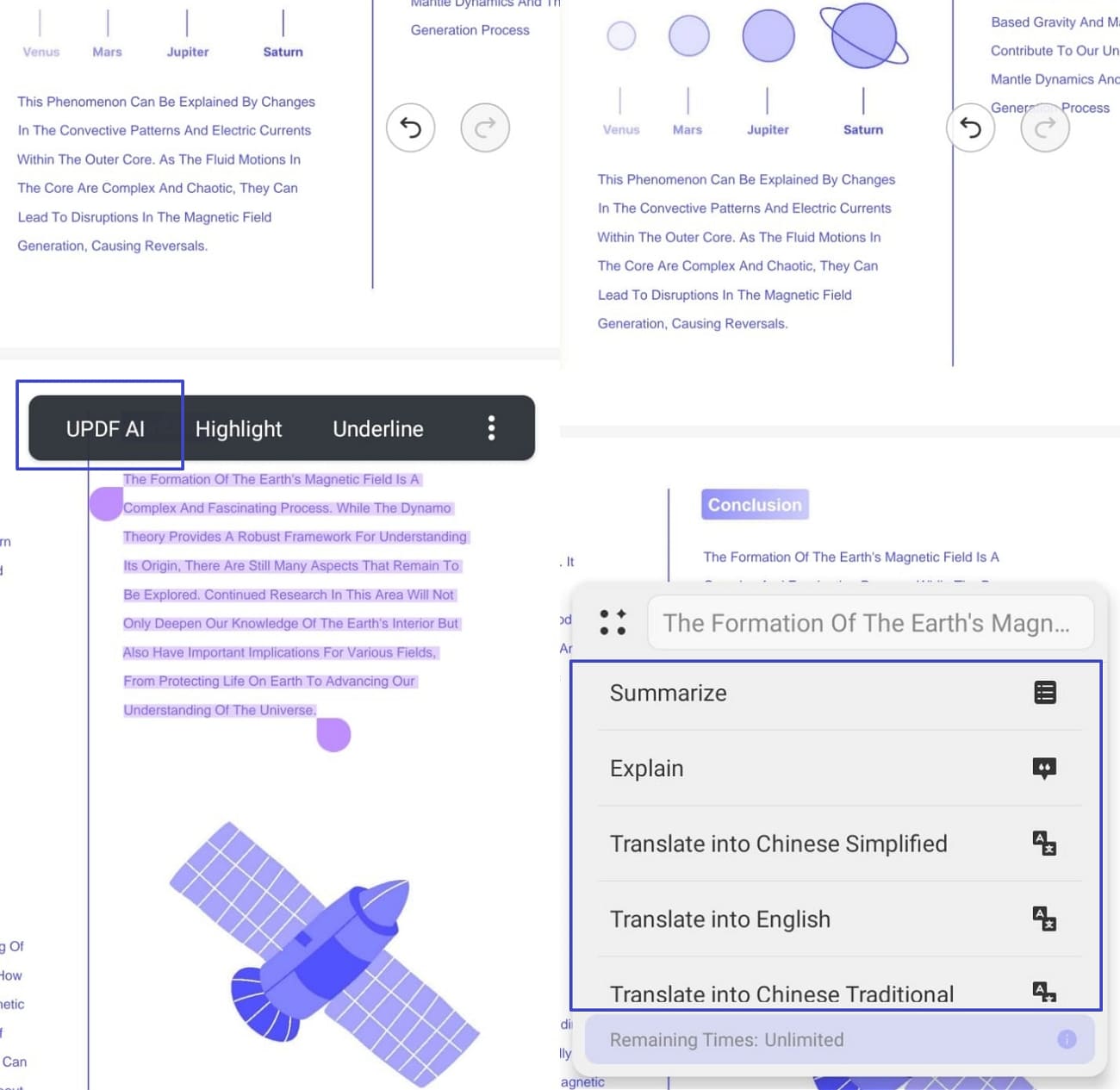 use updf ai translate explain pdf