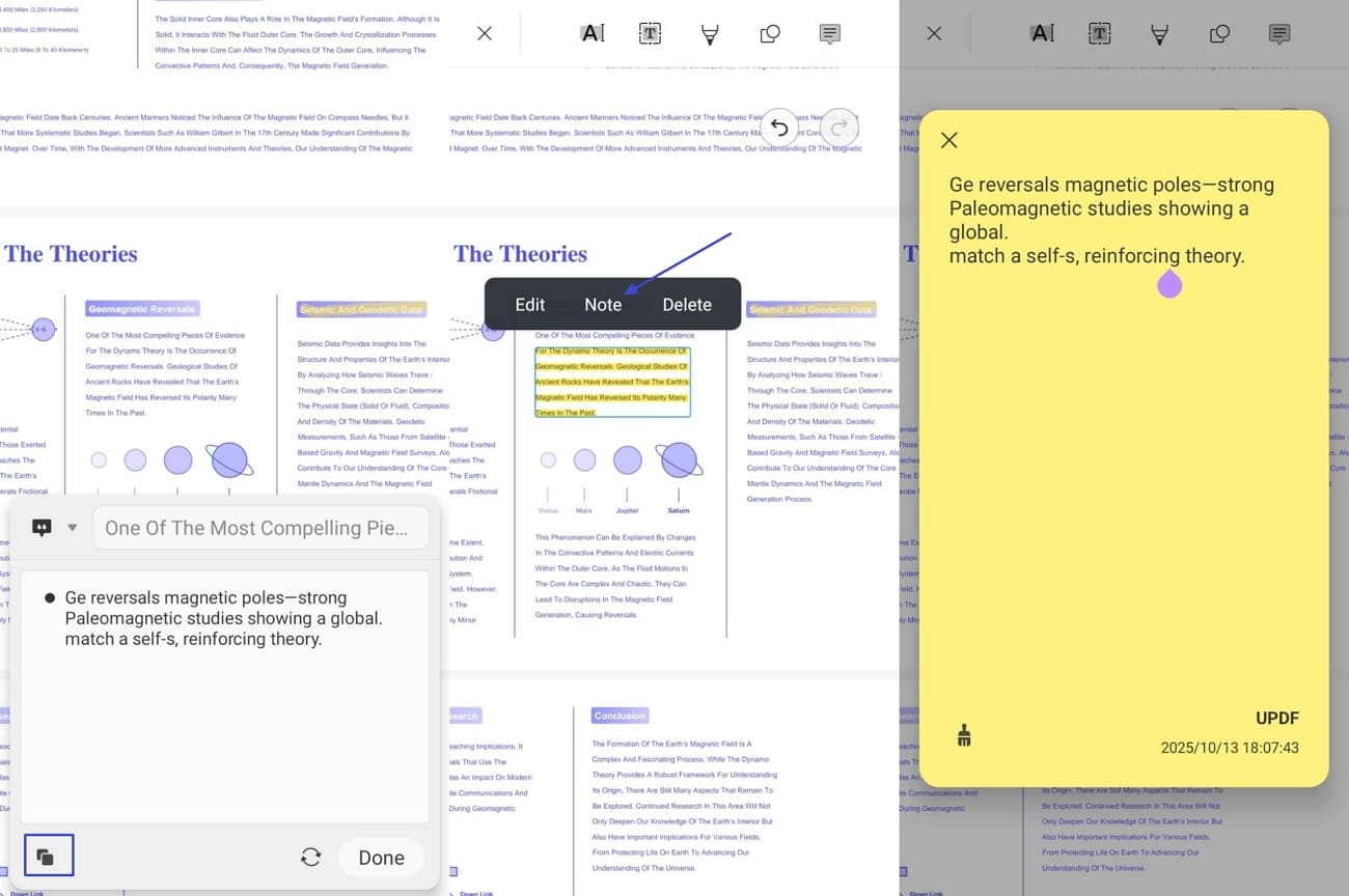 save notes generated updf ai results