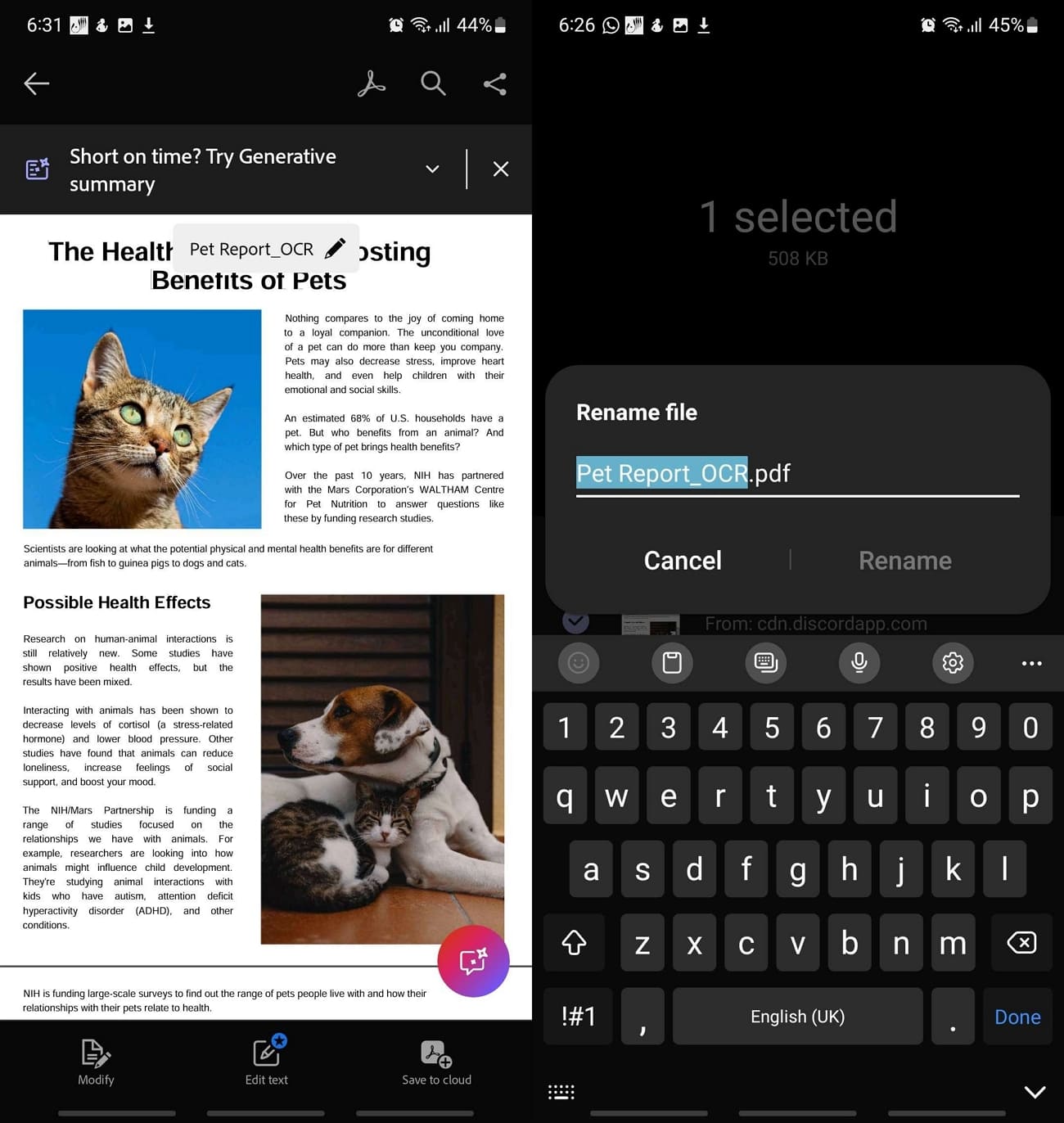 access pdfs with Samsung my files