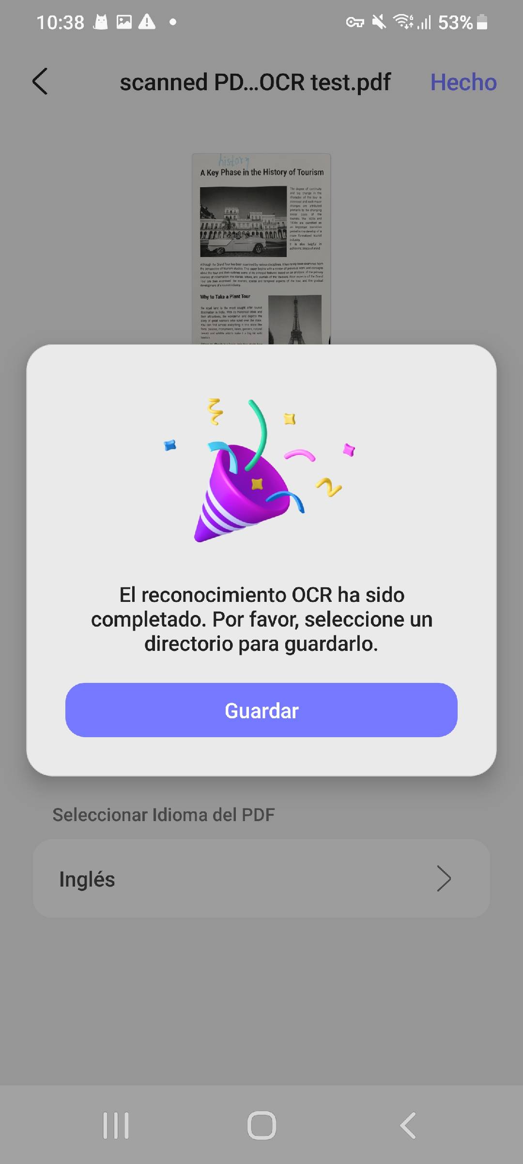 Guardar el archivo con OCR en UPDF Android
