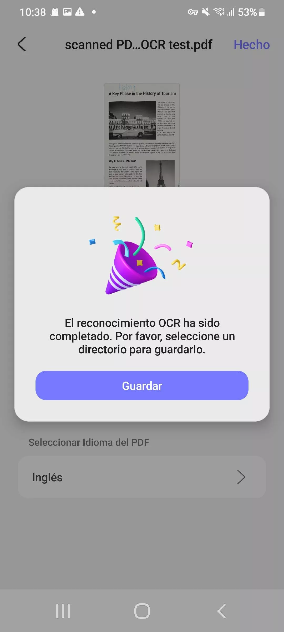 Guardar el archivo con OCR en UPDF Android
