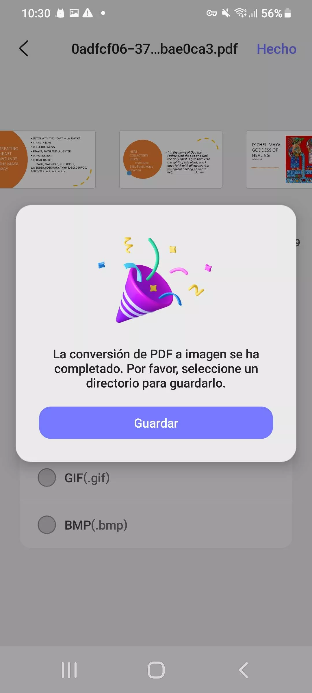 Guardar el archivo de imagen después de convertirlo desde PDF en UPDF Androi
