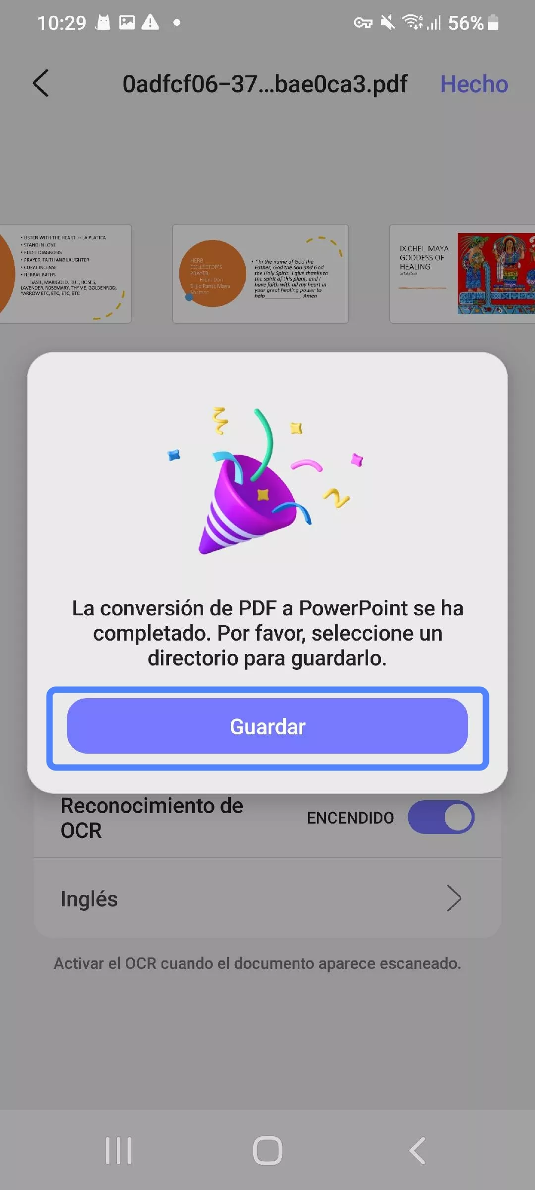 Guardar el PPT convertido desde un PDF en UPDF Android
