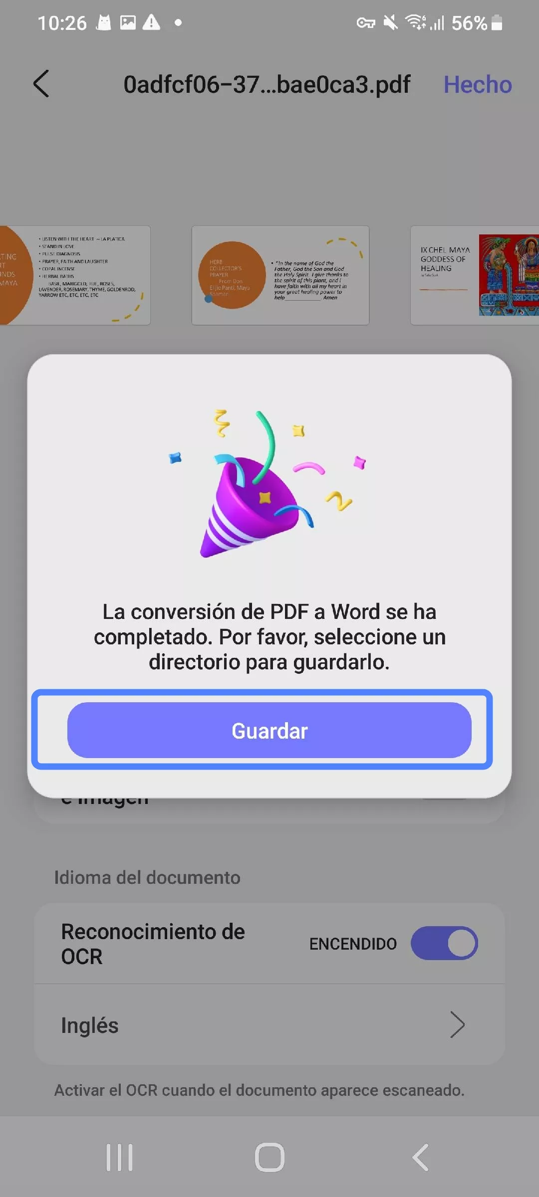 guarda tu archivo de Word en UPDF para Android