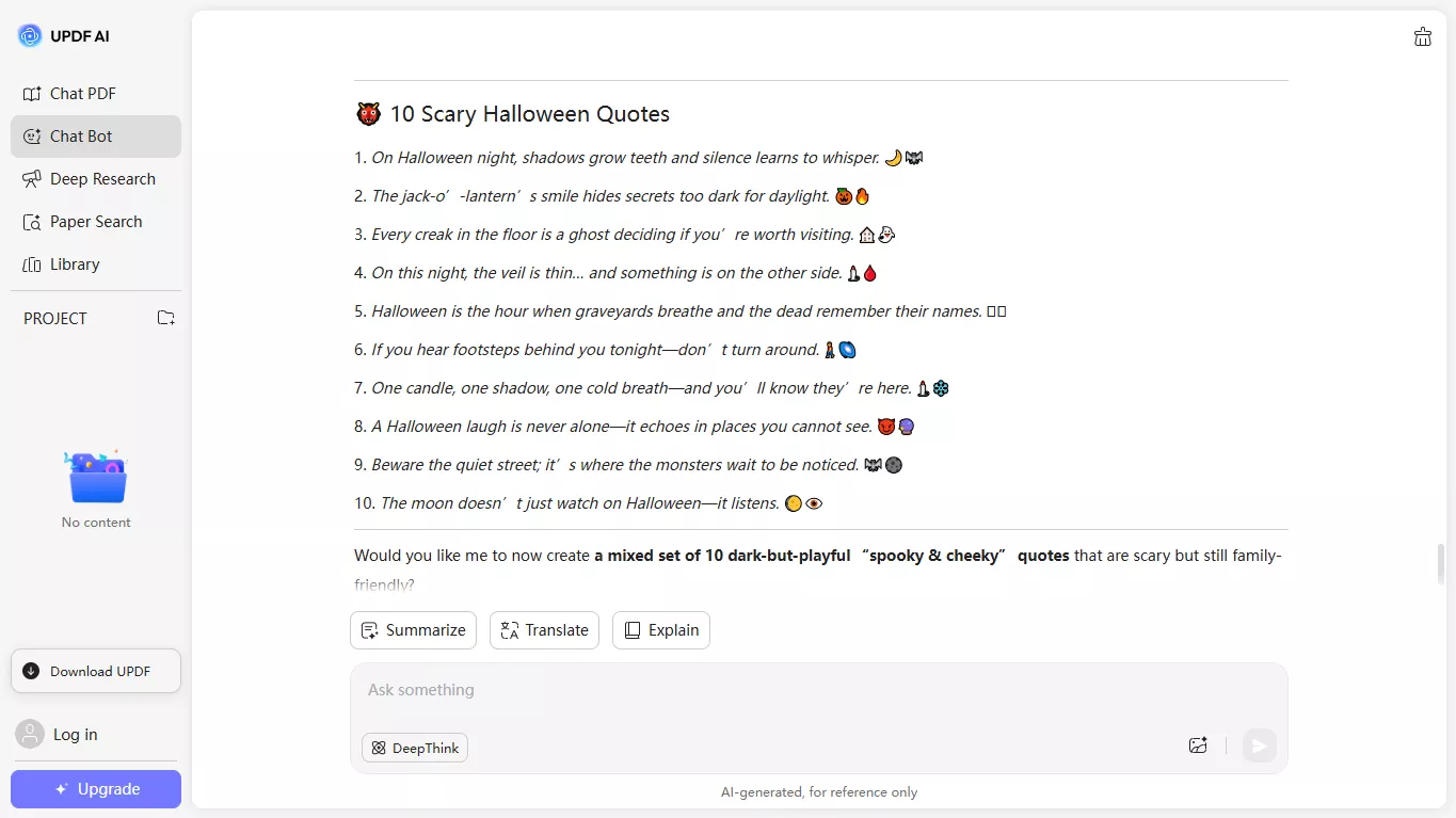 scary halloween quotes by updf ai online