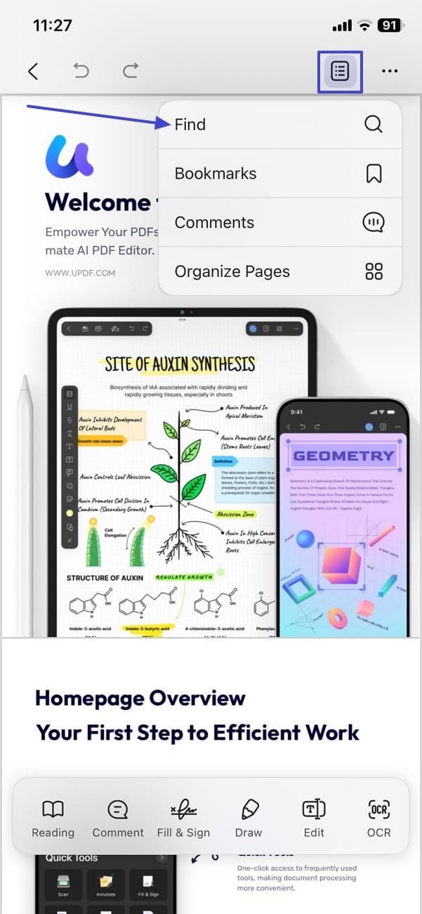 find text scanned pdf file updf