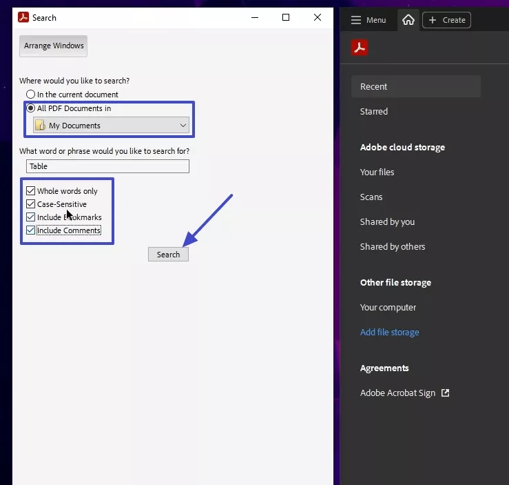 select file location search pdf file