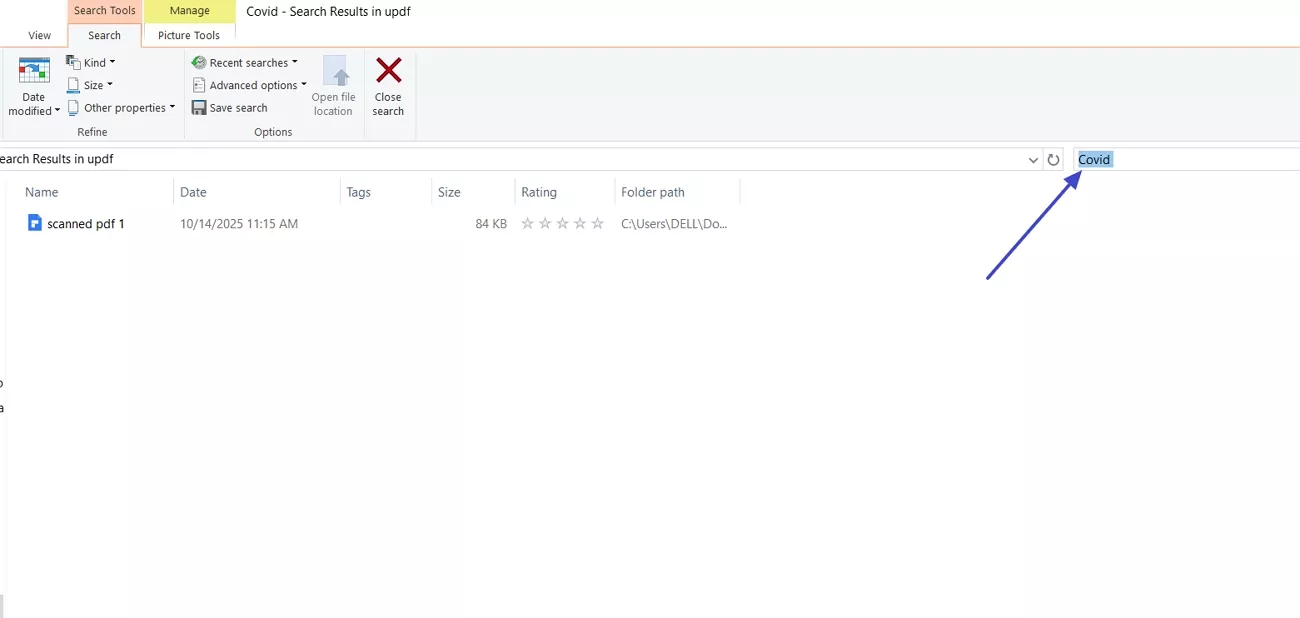 find keyword in search bar