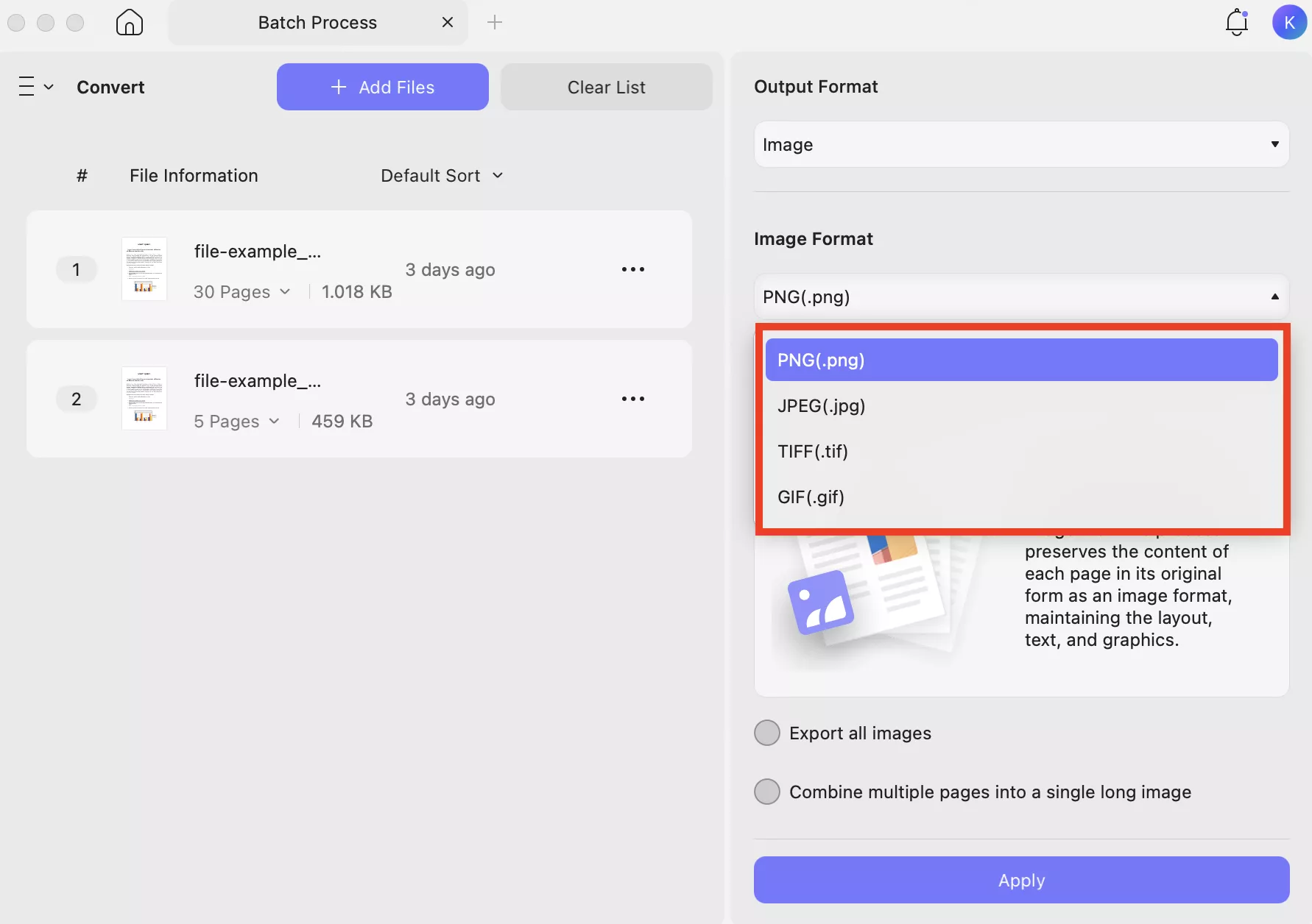 select-image-format