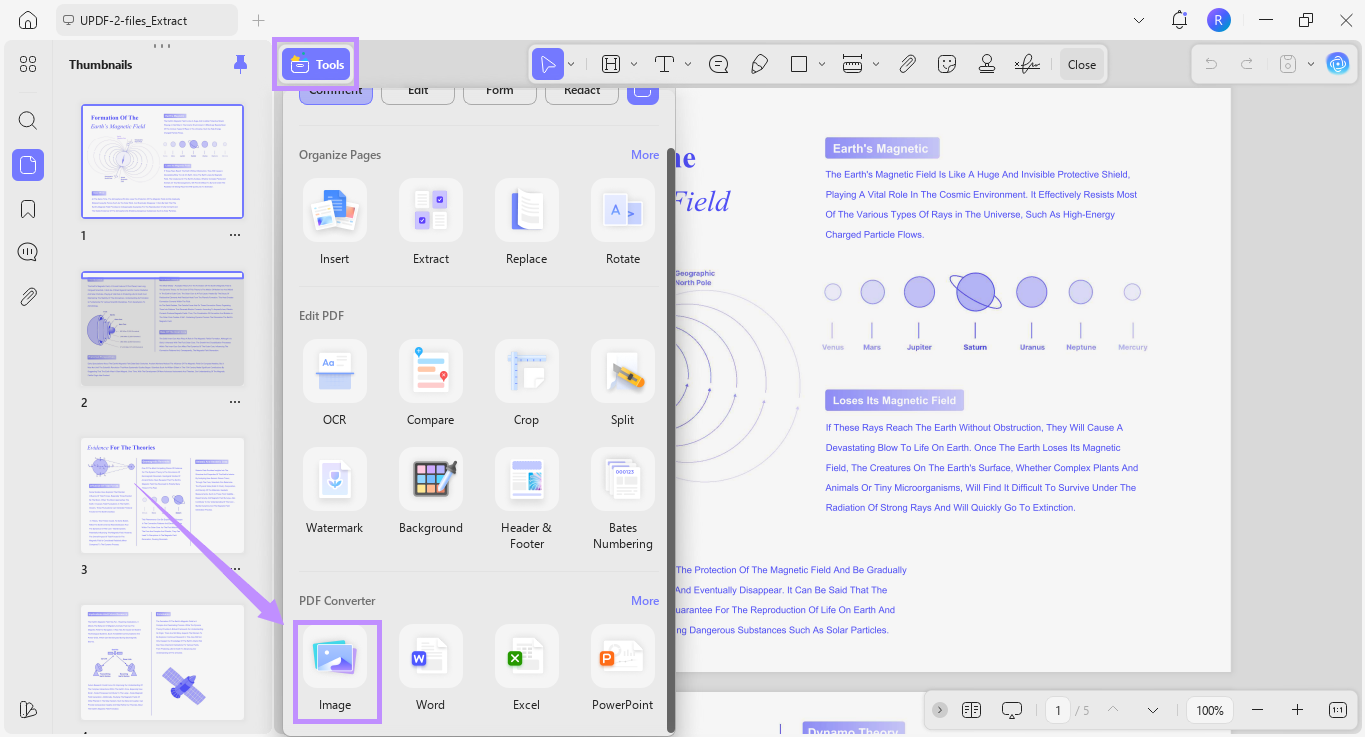 select image under tools