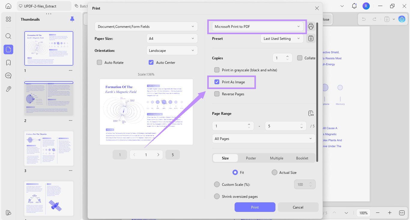 select print as image updf windows