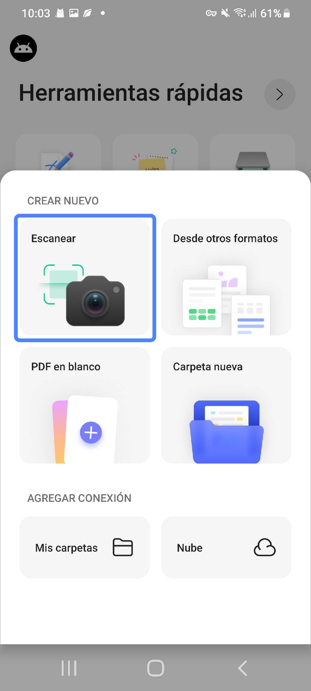 selecciona la opción de escanear