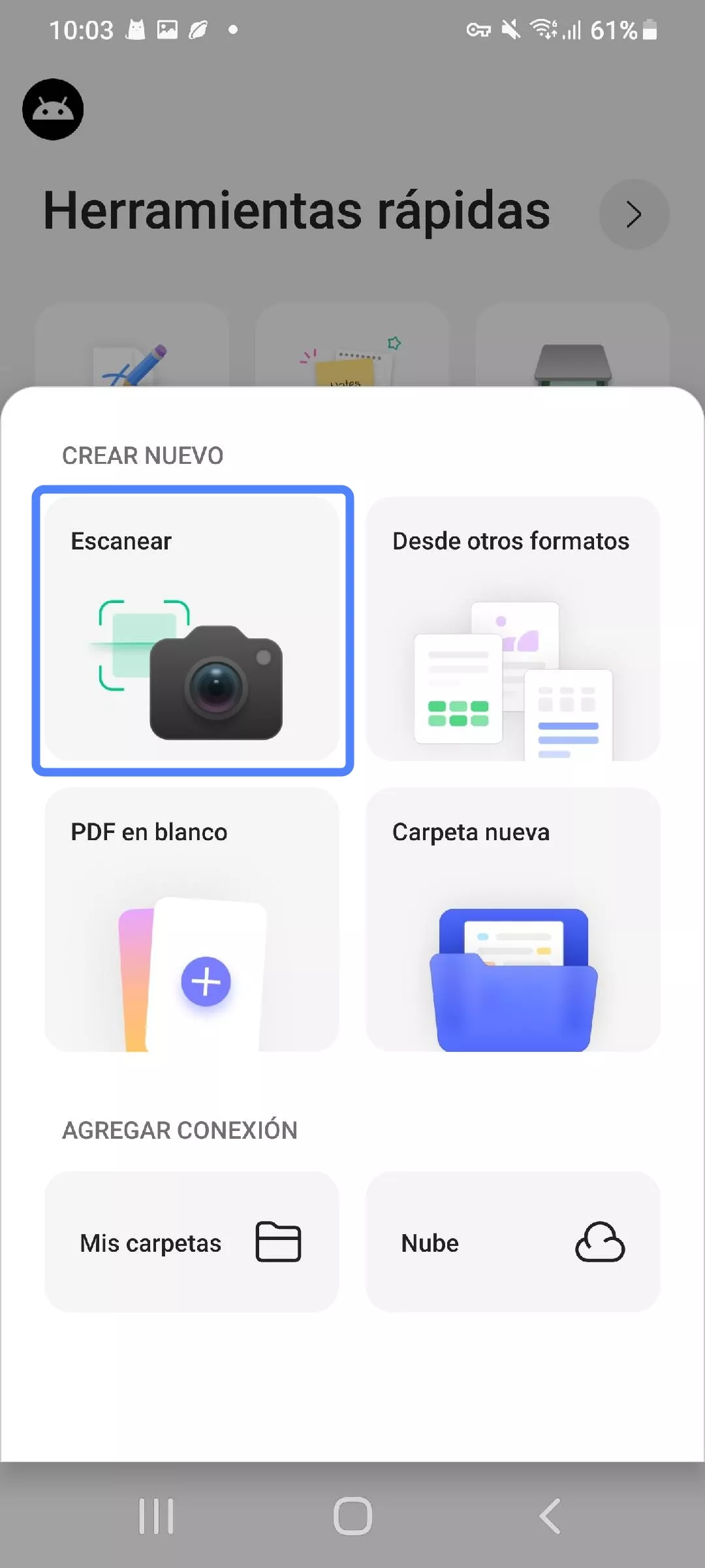  selecciona la opción de escanear