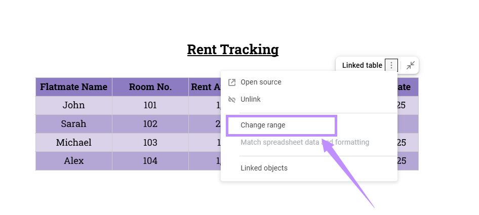 select to change range for google sheet in google docs