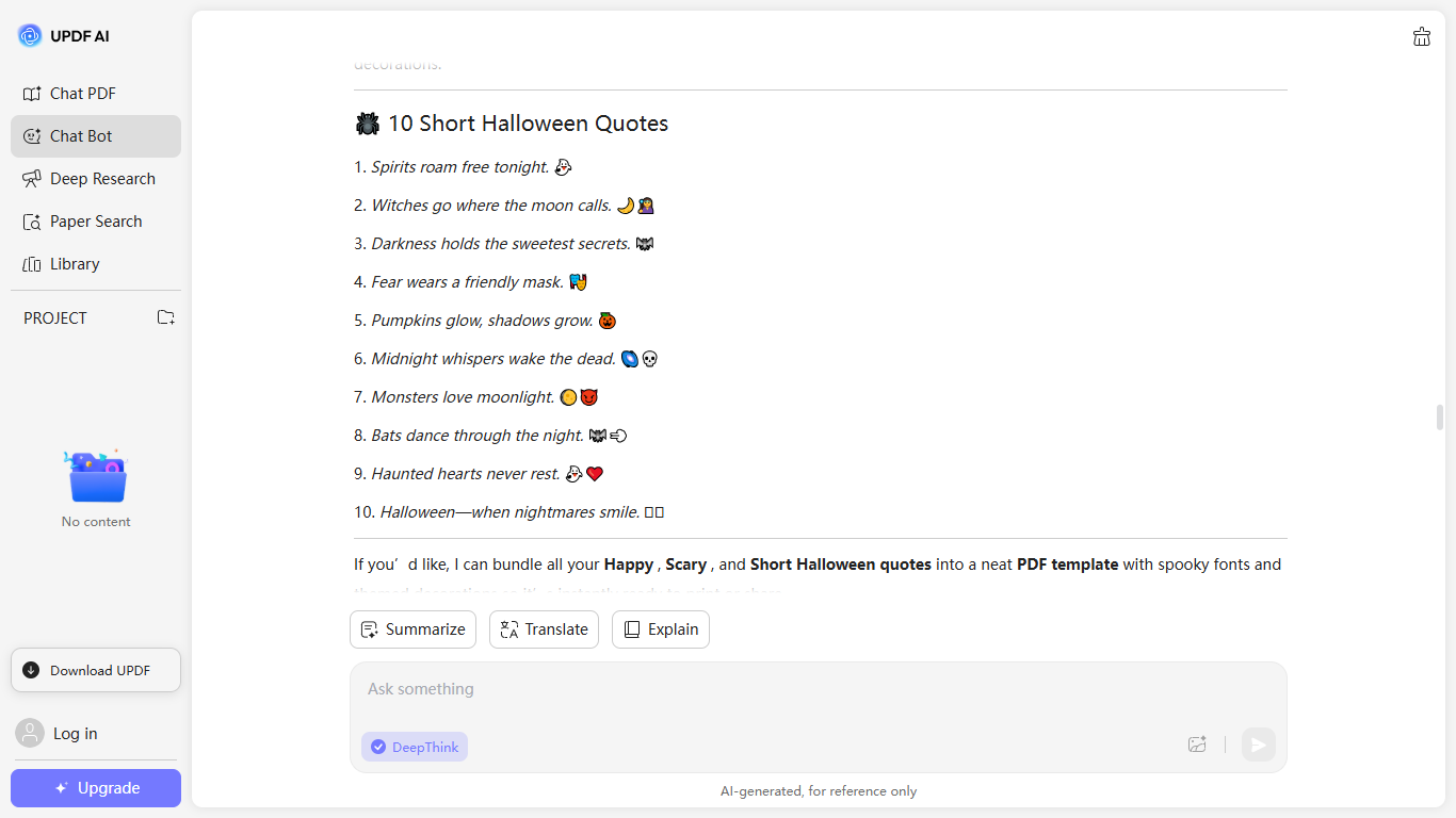 short halloween quotes by updf ai online